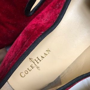 Cole Haan Red Velvet Smoking Loafers